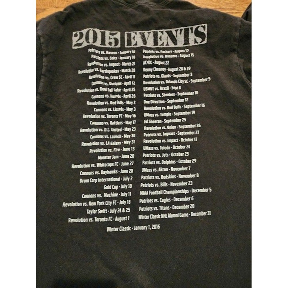 Foxboro Gillette Stadium Black Concert Event Crew  Tee T Shirt 2015 Men's Medium